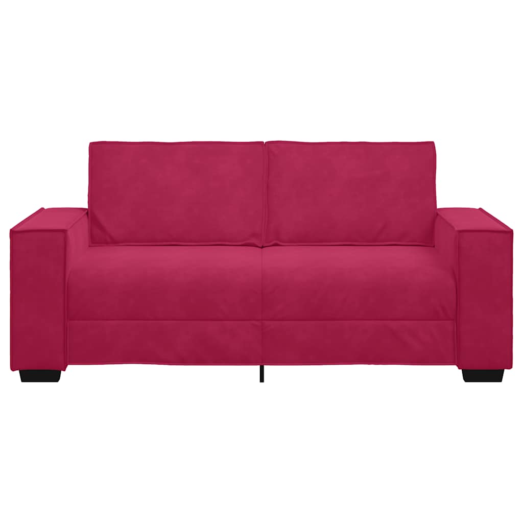 Sofá de 2 lugares, vermelho vinho, 180x78x84 cm, veludo
