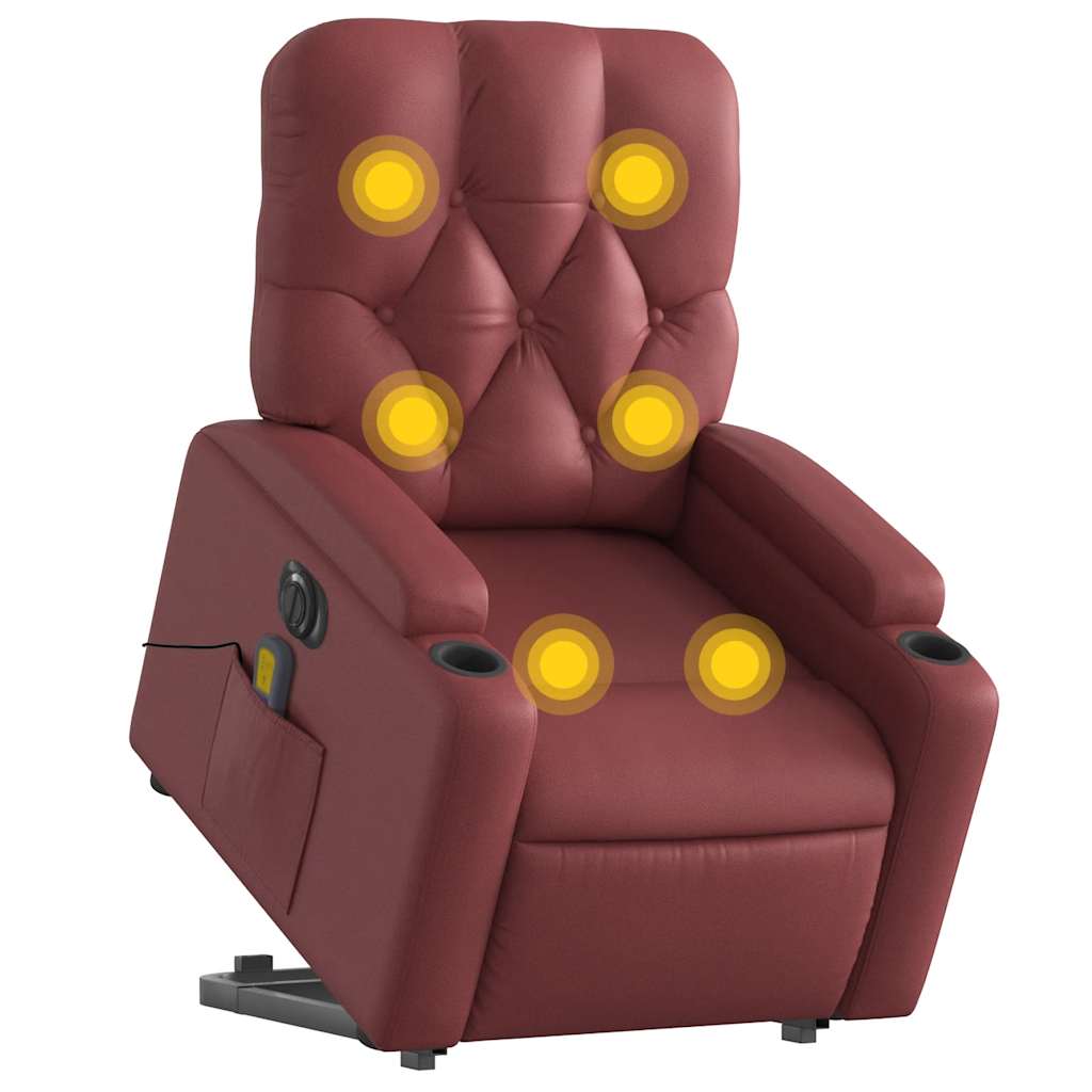 Poltrona reclin. elevatória elétrica couro artif vermelho-tinto
