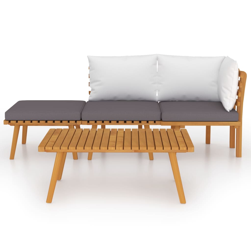 4 Pcs conj. lounge jardim c/ almofadões madeira acácia maciça
