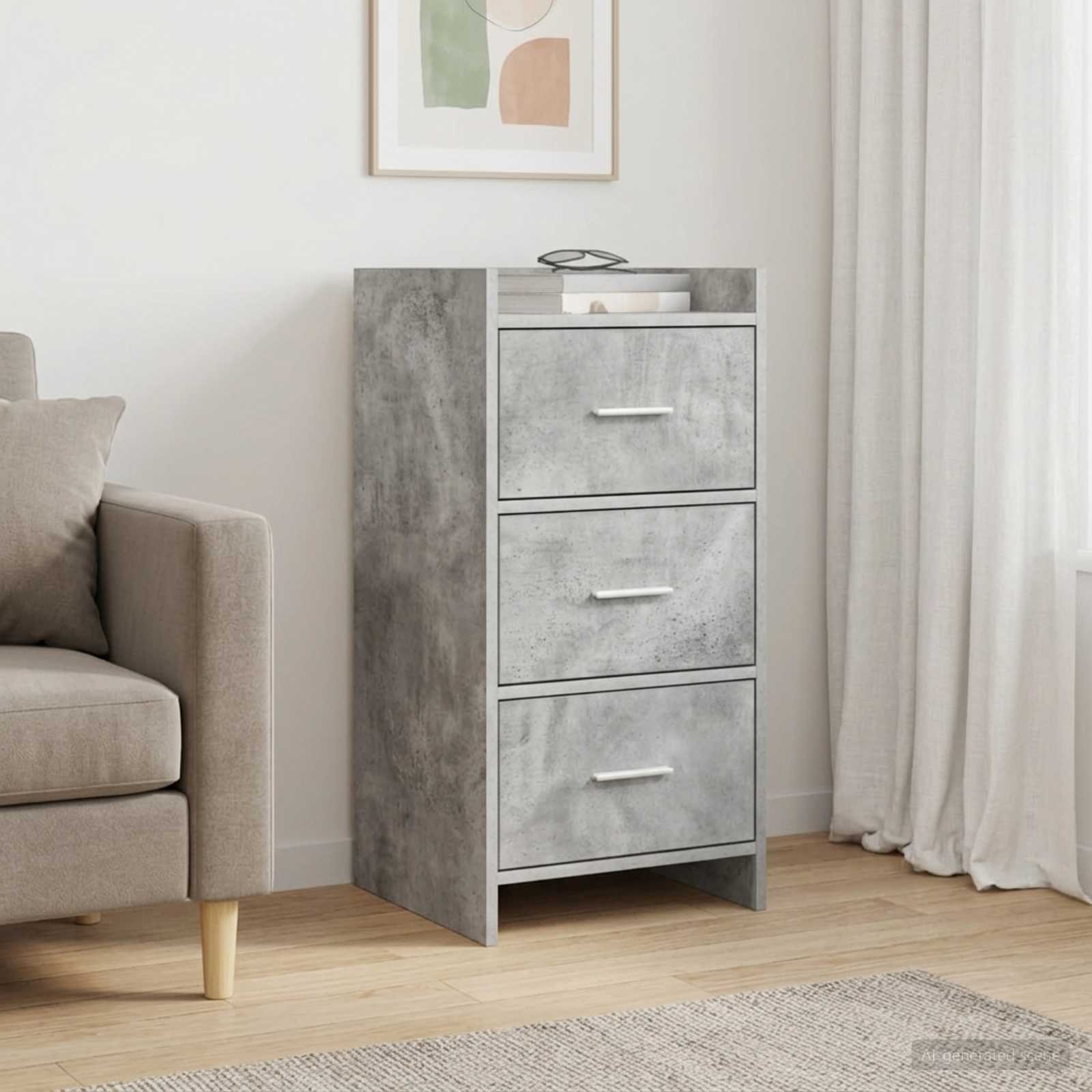 Buffet cinzento cimento 40 x 36 x 80 cm derivados de madeira