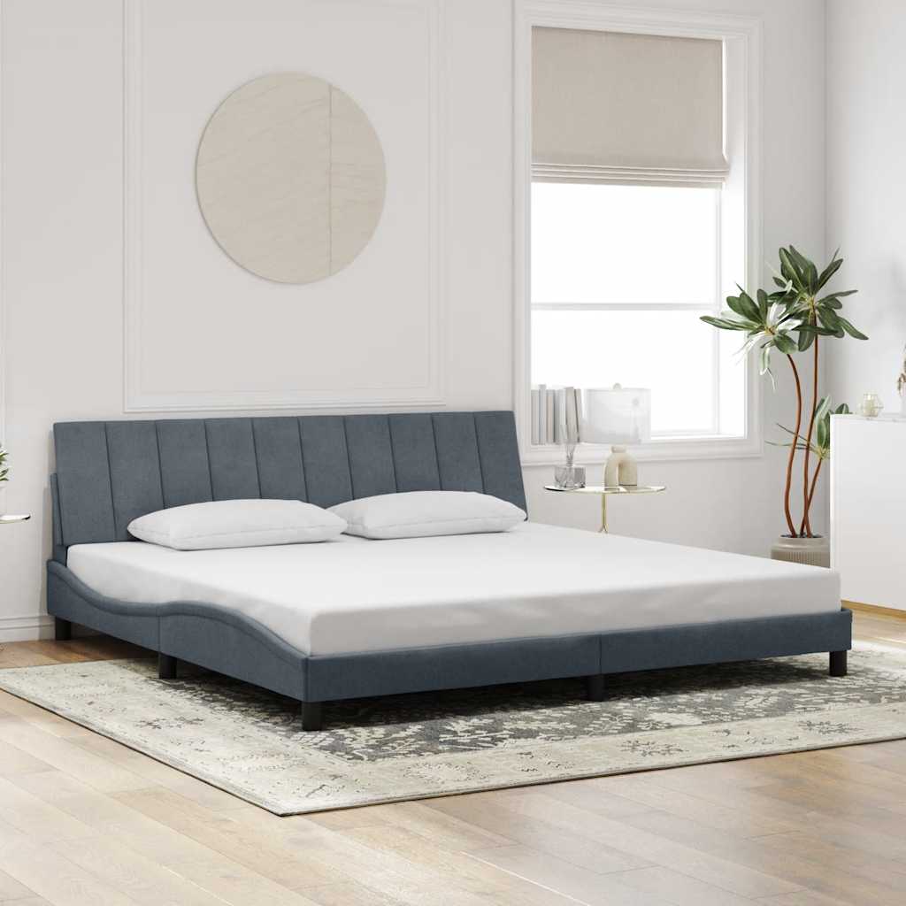 Estrutura de cama sem colchão hanko 200x200 cm veludo cinzento-escuro