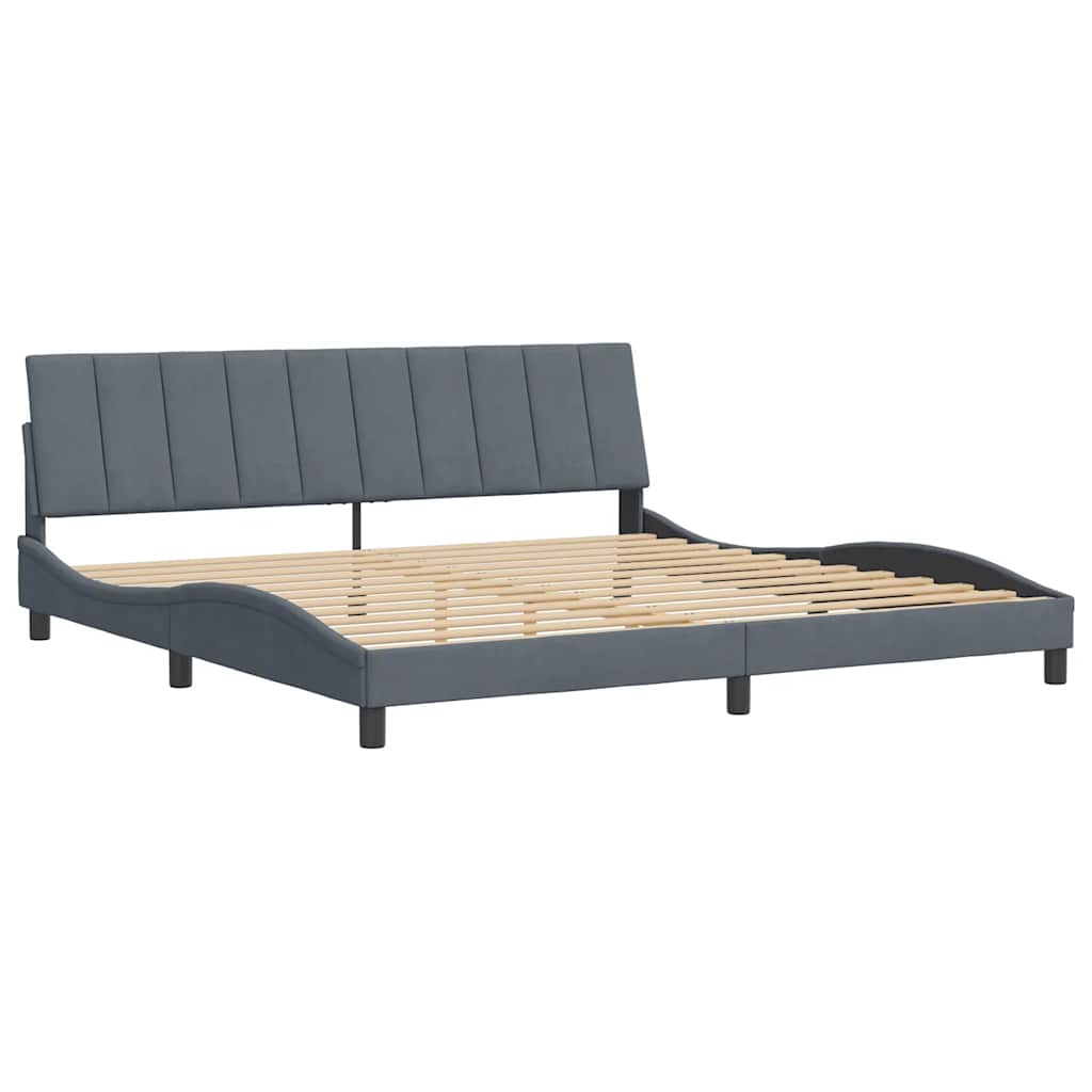 Estrutura de cama sem colchão hanko 200x200 cm veludo cinzento-escuro