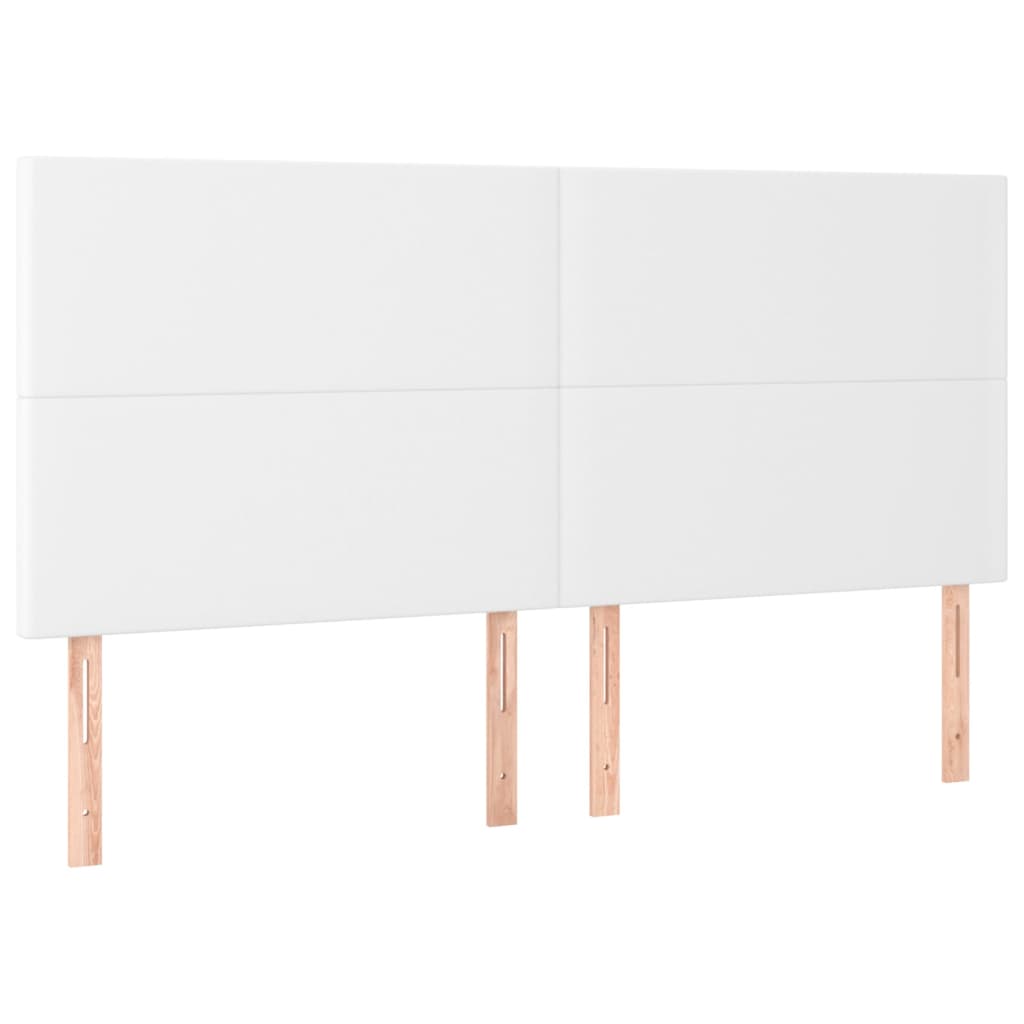 Cabeceira cama c/ LED couro artificial 160x5x118/128 cm branco