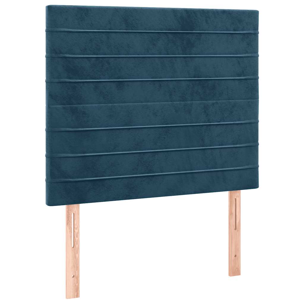 Cabeceira cama c/ luzes LED veludo 80x5x118/128cm azul-escuro