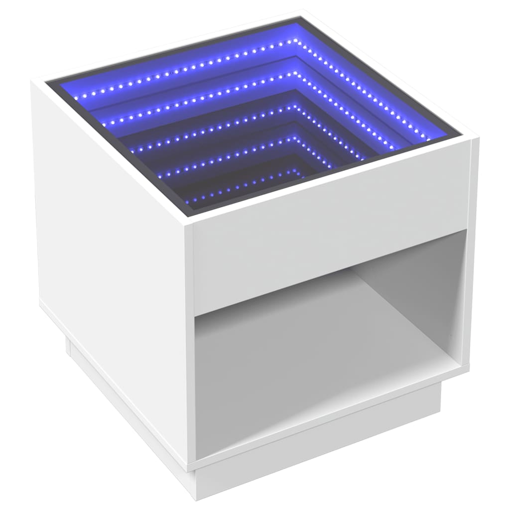 Mesa de centro luzes LED infinity 50x50x50 cm branco