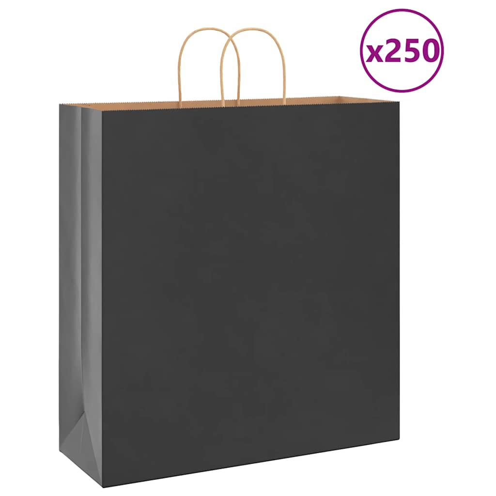 Sacos de papel 250 unid com alças preto 45x17x48 cm