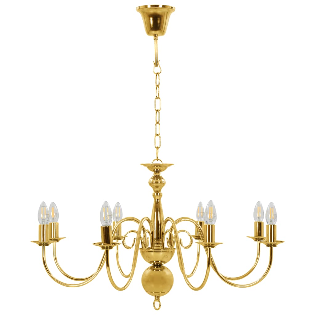 Lustre de 8 lâmpadas e14 dourado