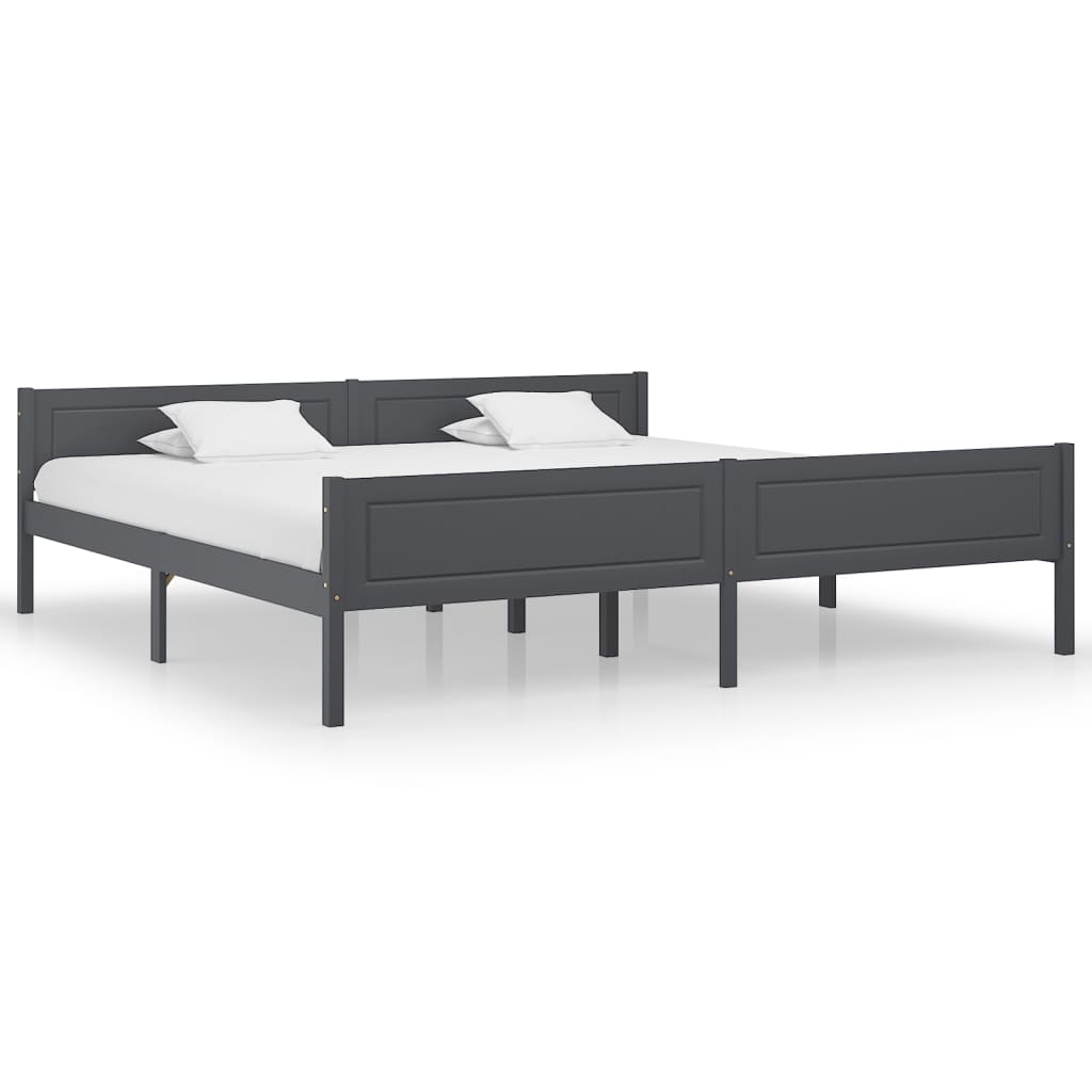 Estrutura de cama 200x200 cm madeira de pinho maciça cinzento
