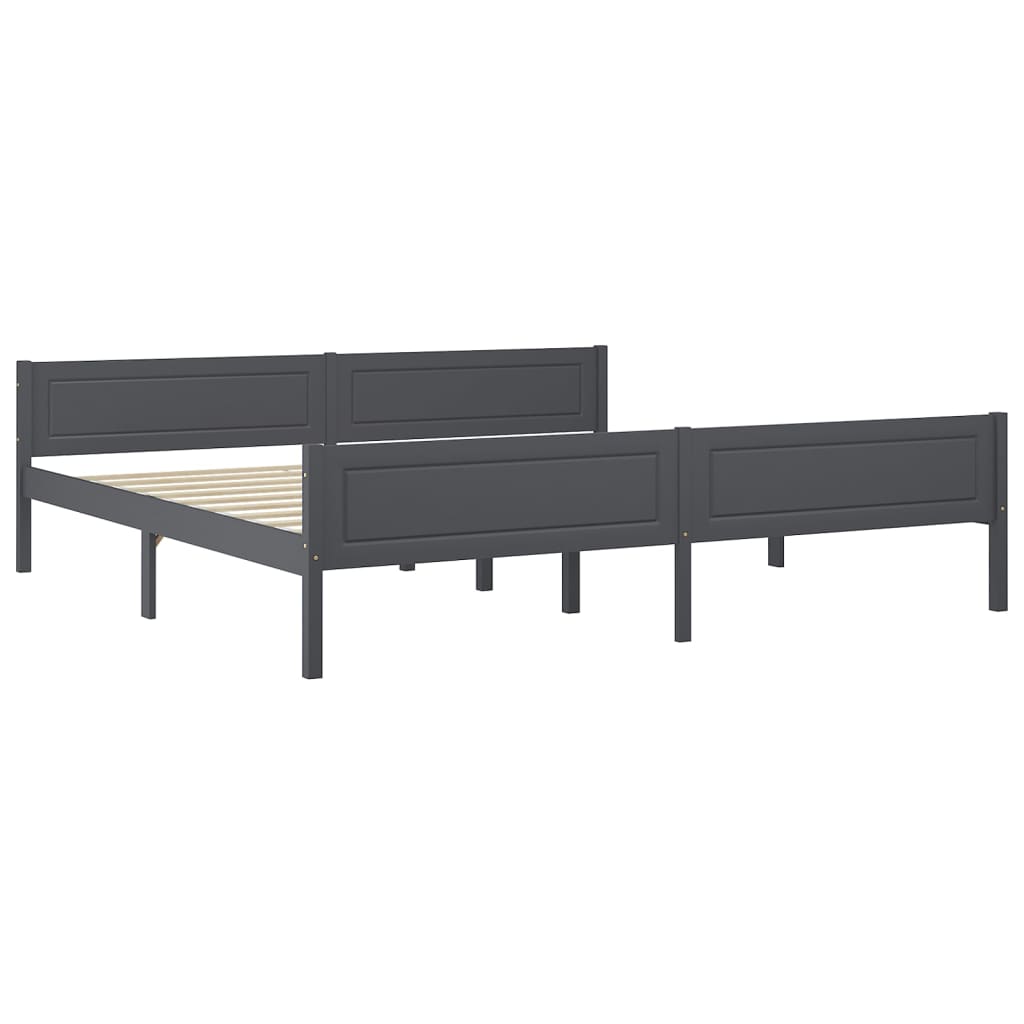 Estrutura de cama 200x200 cm madeira de pinho maciça cinzento