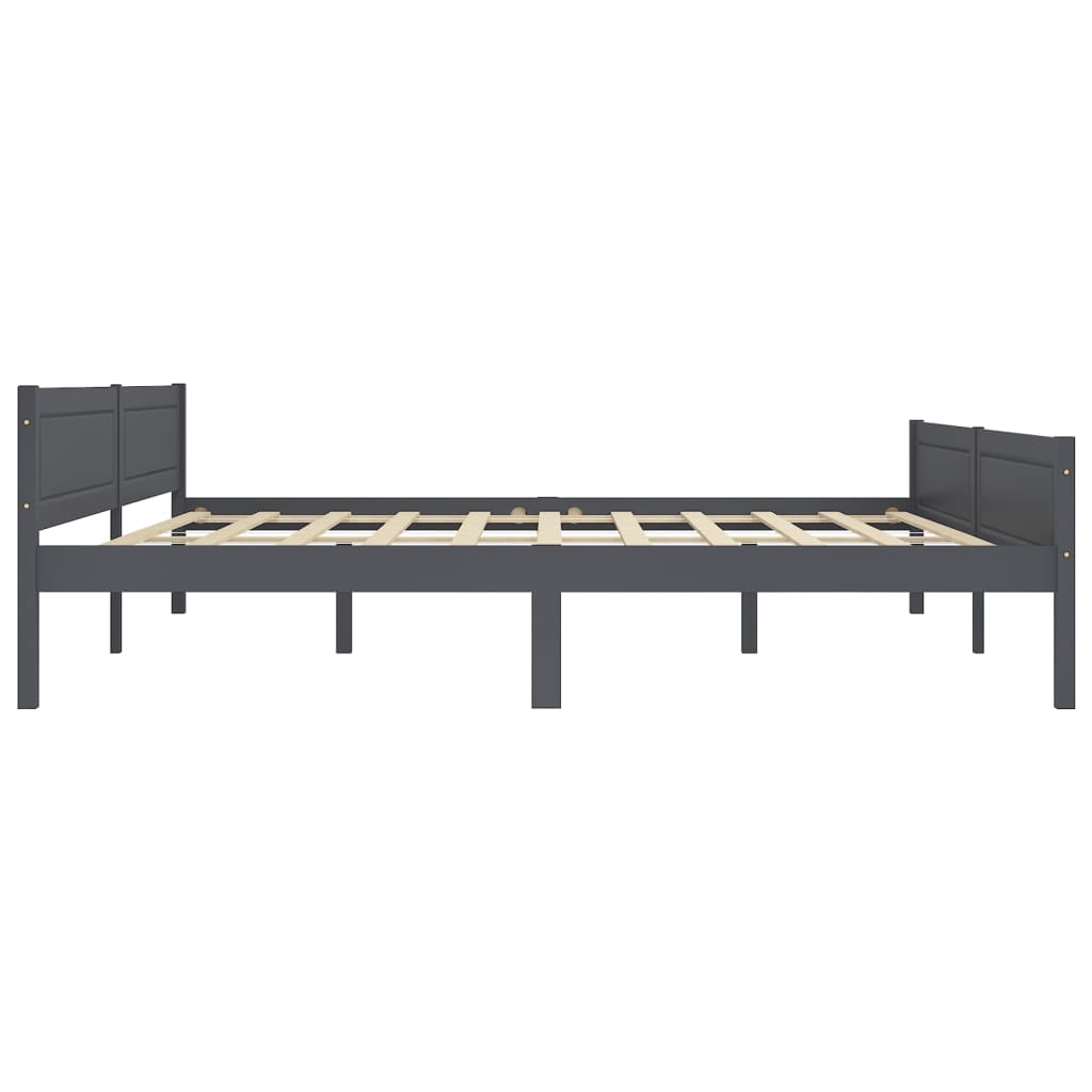 Estrutura de cama 200x200 cm madeira de pinho maciça cinzento