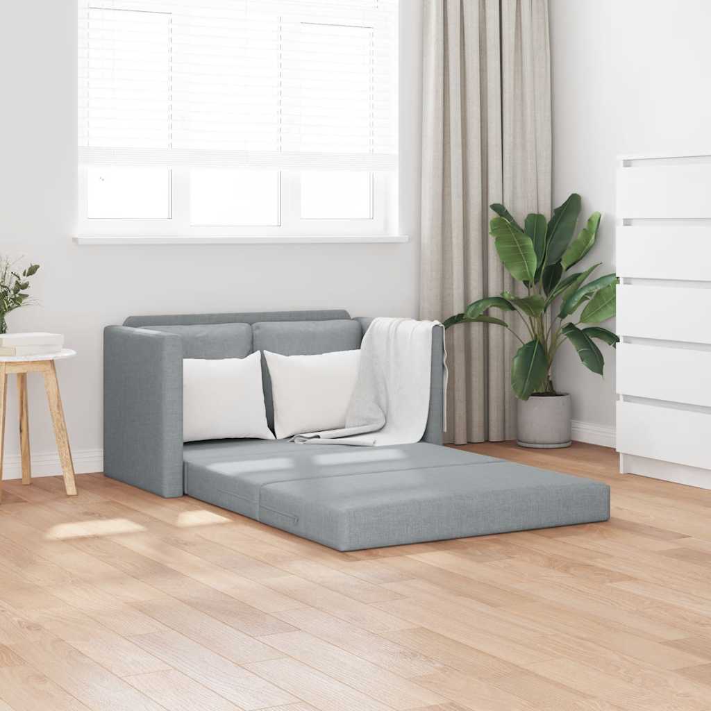 Sofá-cama sem pés 112x174x55 cm tecido cinzento-claro