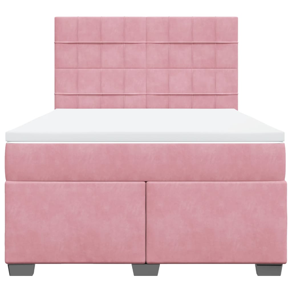 Cama com molas/colchão 160x200 cm veludo rosa