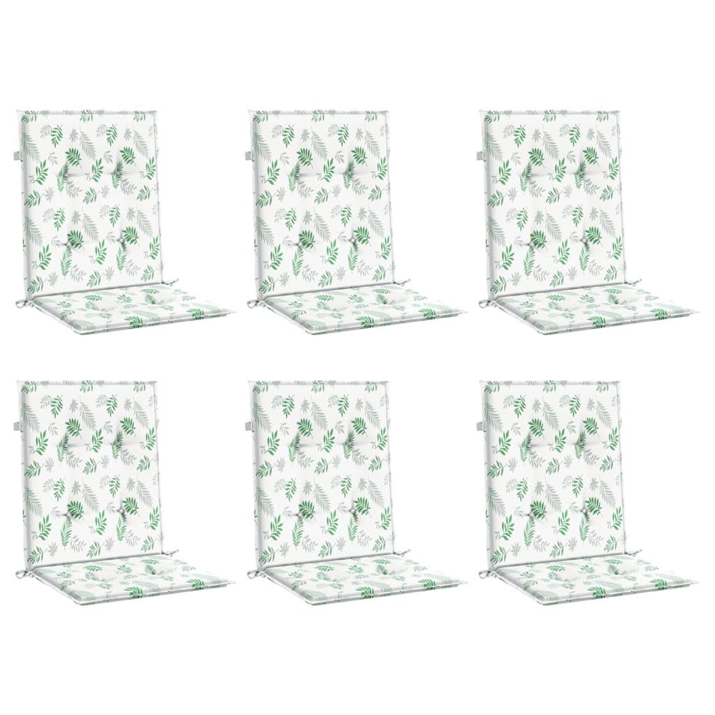 Almofadões cadeira de encosto baixo 6 pcs tecido padrão folhas