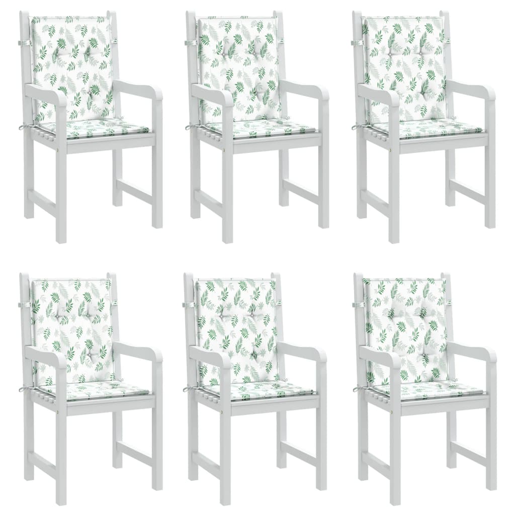 Almofadões cadeira de encosto baixo 6 pcs tecido padrão folhas