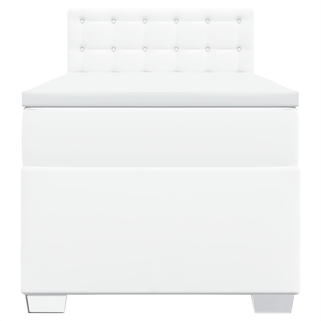 Cama com molas/colchão 90x200 cm couro artificial branco