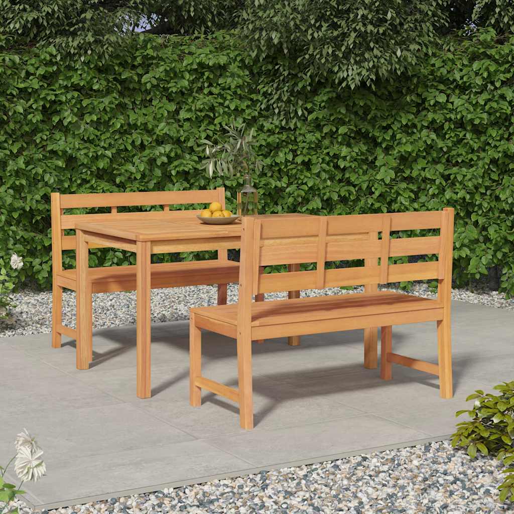 3 Pcs conjunto de jantar para jardim madeira de teca maciça