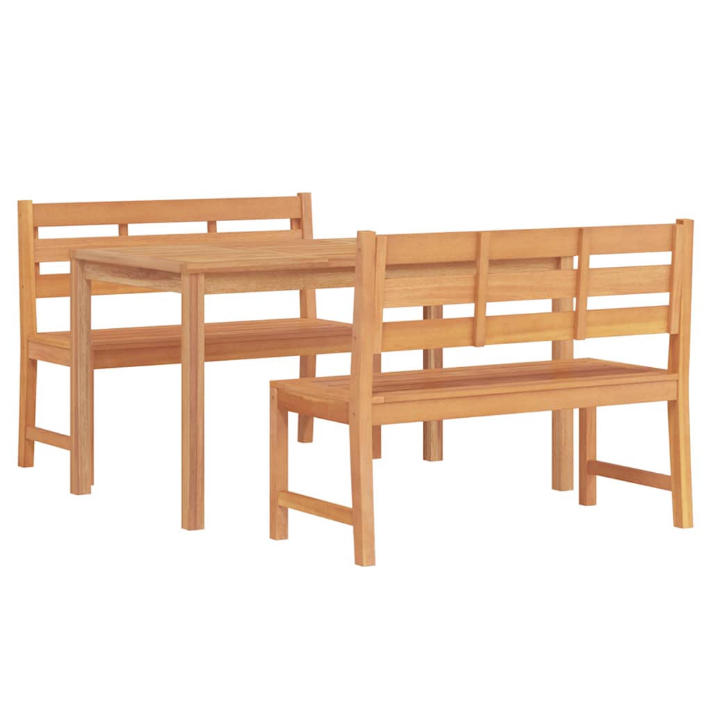 3 Pcs conjunto de jantar para jardim madeira de teca maciça