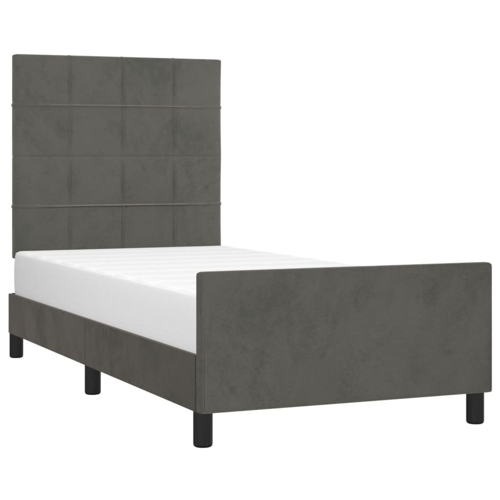 Estrutura de cama sem colchão 90x190 cm veludo cinzento-escuro