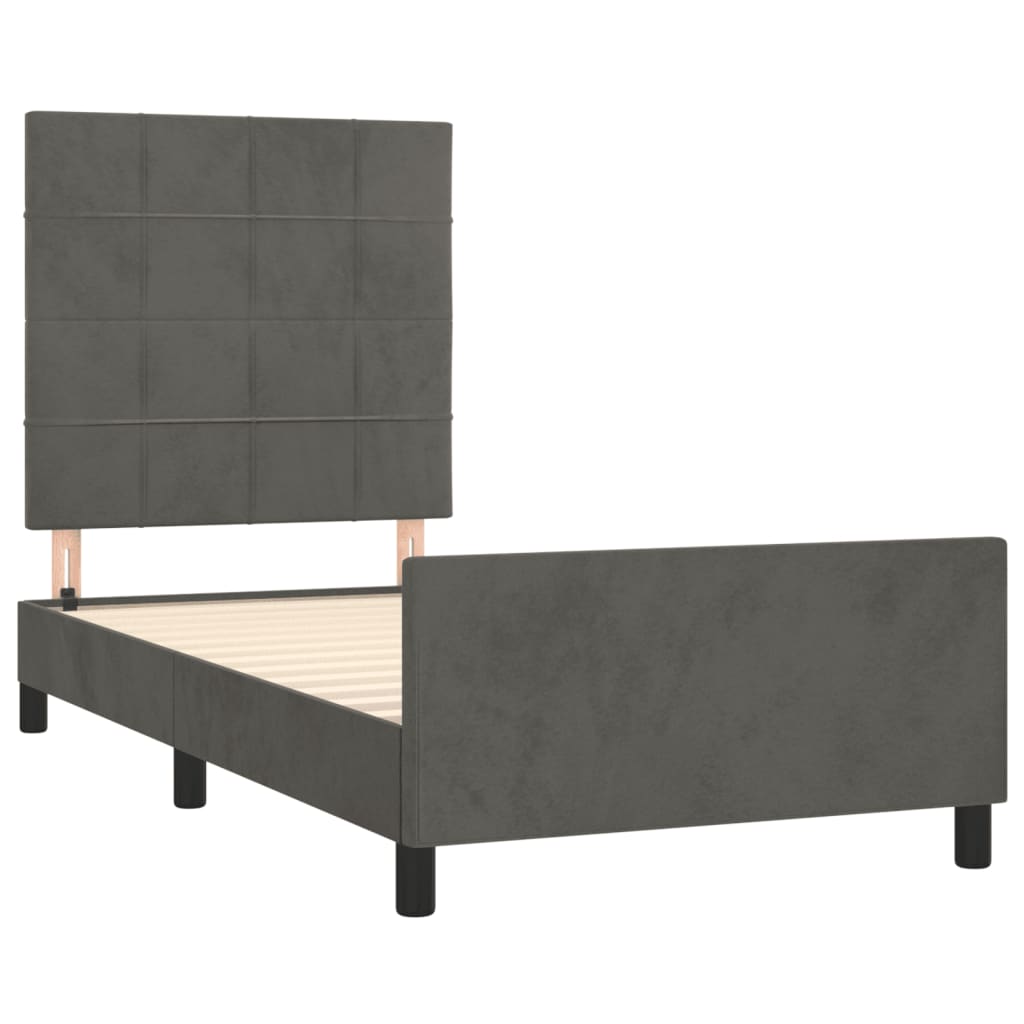 Estrutura de cama sem colchão 90x190 cm veludo cinzento-escuro