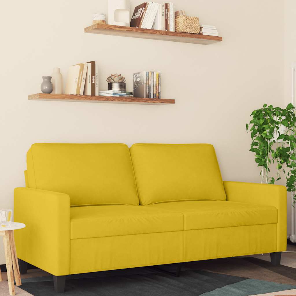 Sofá de 2 lugares veludo 140 cm amarelo