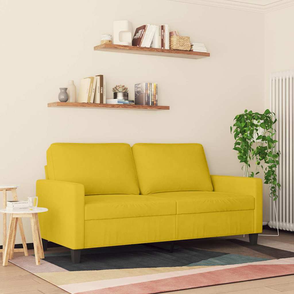 Sofá de 2 lugares veludo 140 cm amarelo