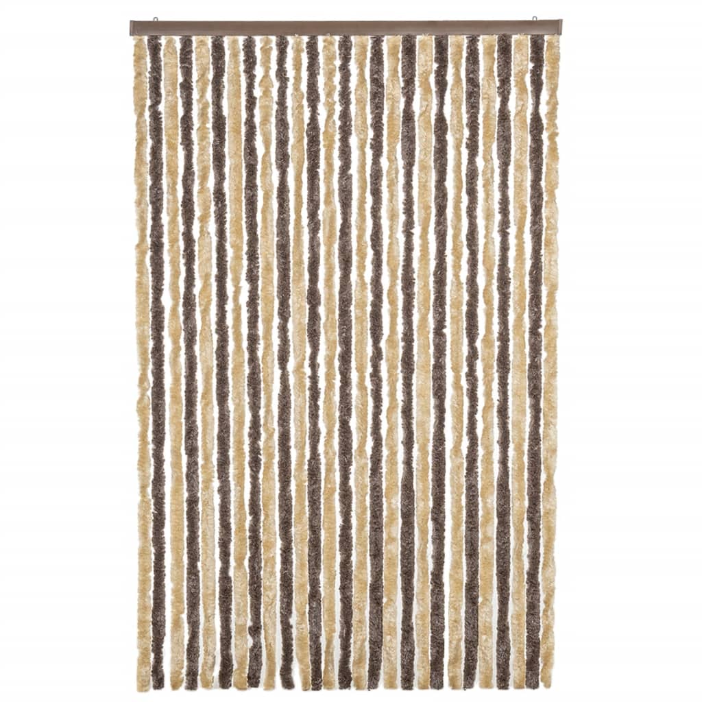 Cortina anti-insetos 118x220 cm chenille castanho-escuro e bege