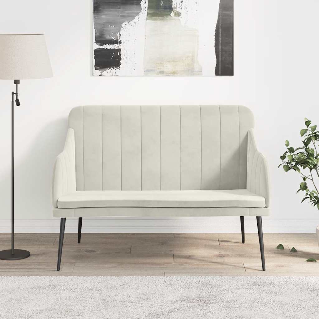 Banco 110x76x80 cm veludo cor creme