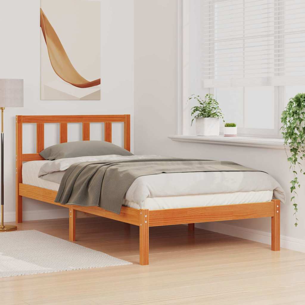Estrutura da cama com cabeceira marrom cera 75 x 190 cm