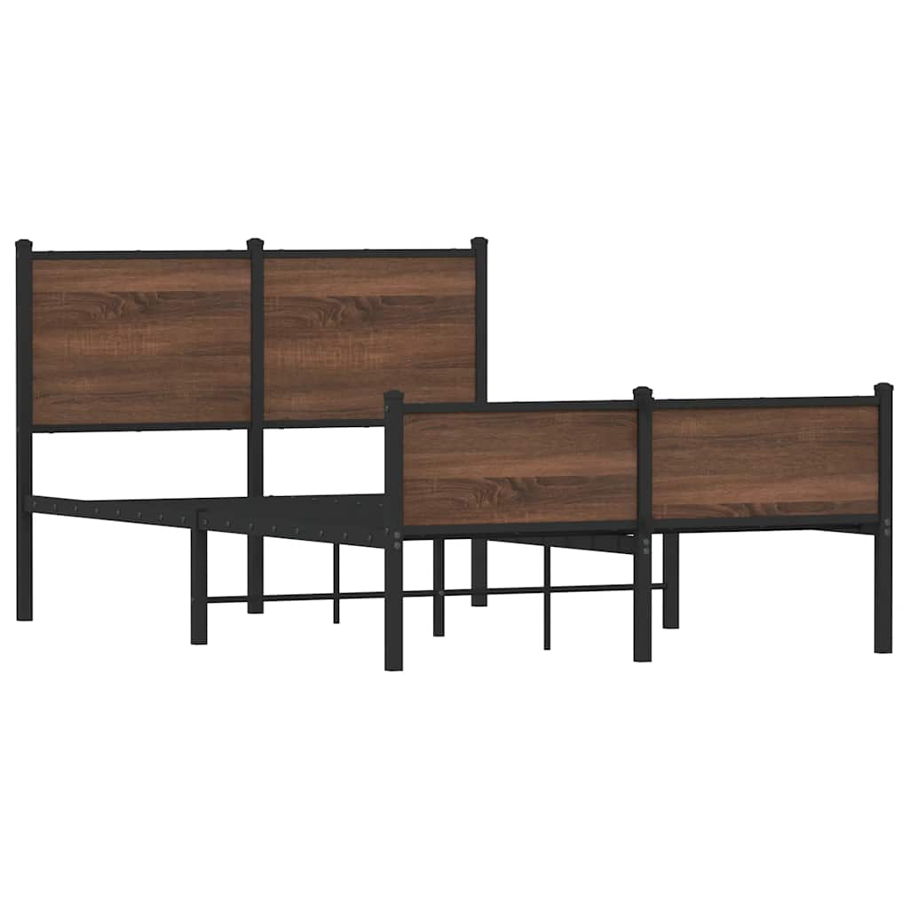 Estrutura de cama sem colchão 120x200cm metal carvalho castanho