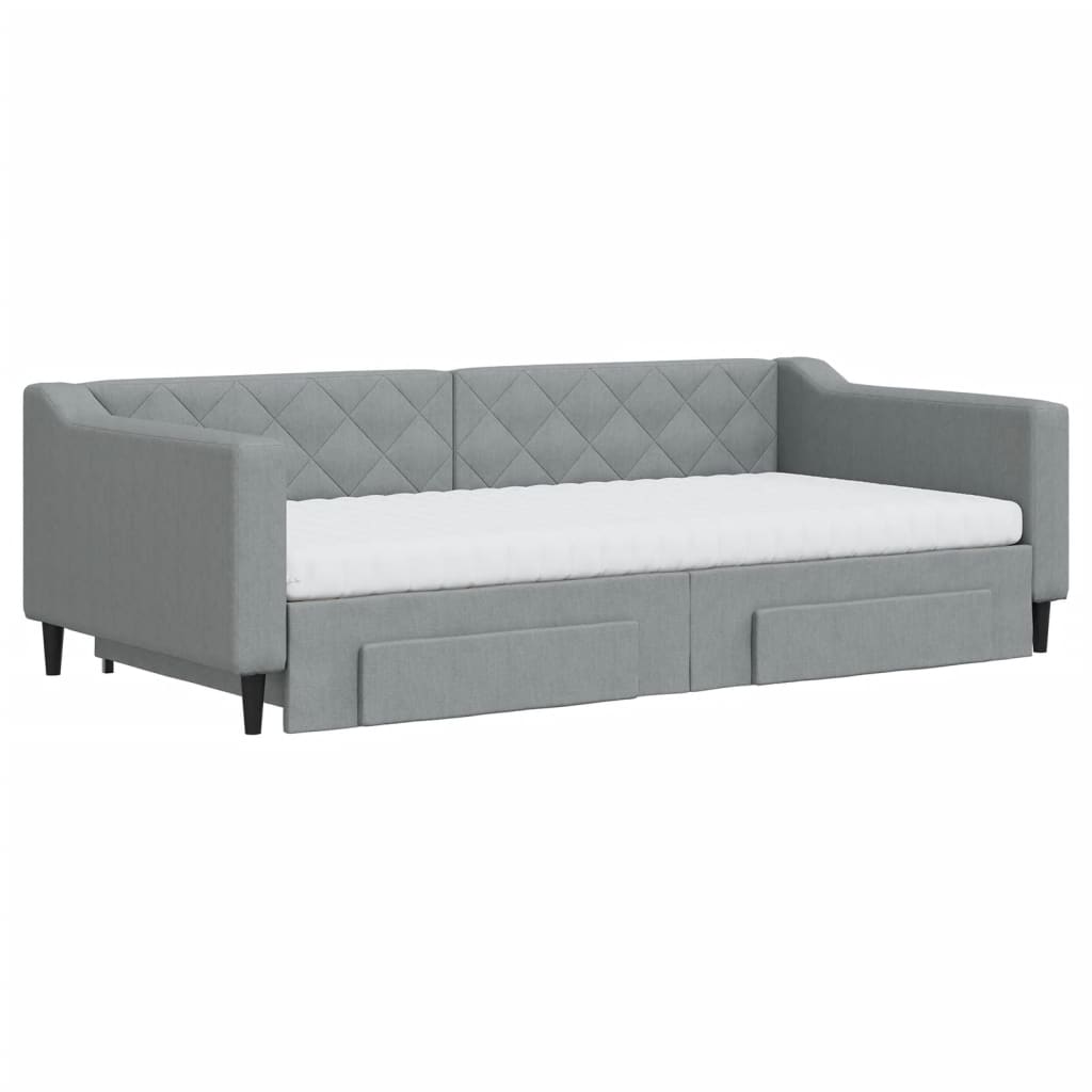 Sofá-cama c/ gavetão e gavetas 100x200 cm tecido cinzento-claro
