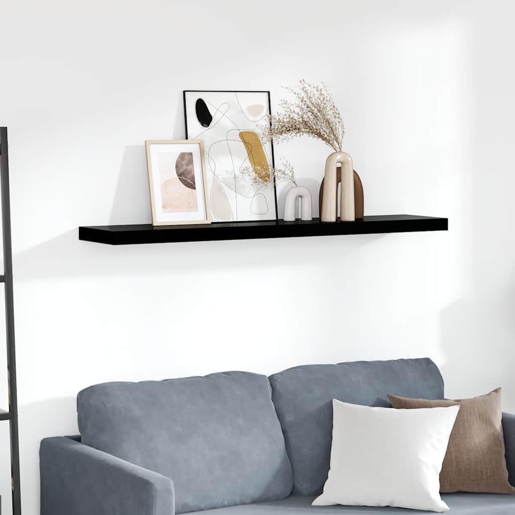 Prateleira de parede suspensa 120x23,5x3,8 cm MDF preto