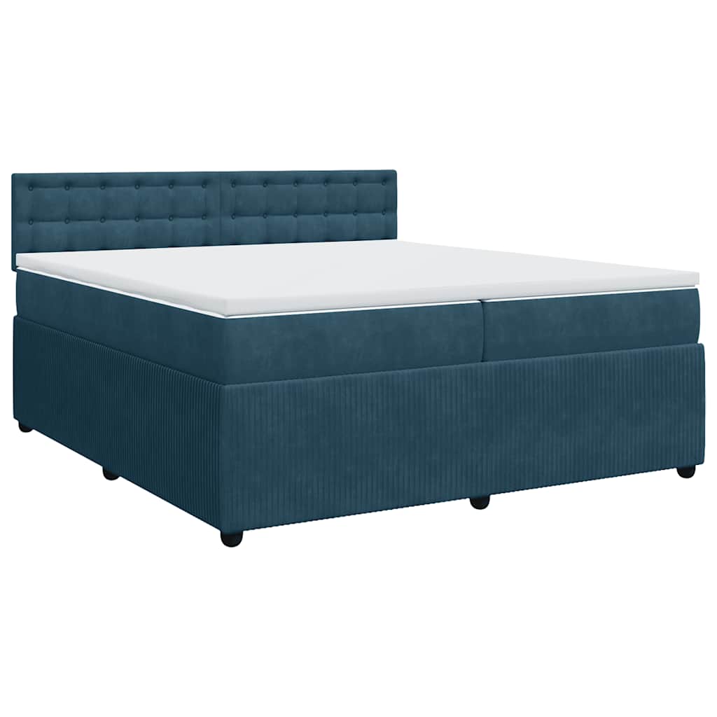 Cama com molas/colchão 200x200 cm veludo azul