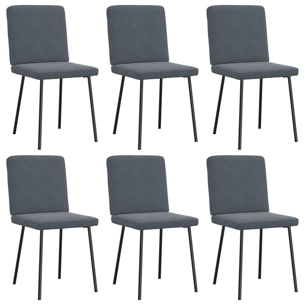 Cadeiras de jantar 6 pcs veludo cinzento-escuro
