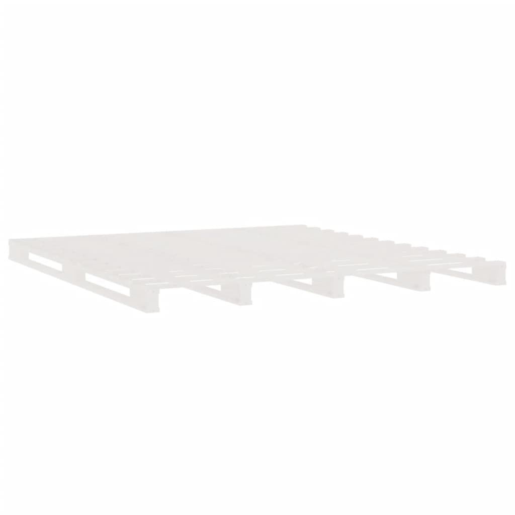 Cama de paletes pequena de casal 120x190 cm pinho maciço branco