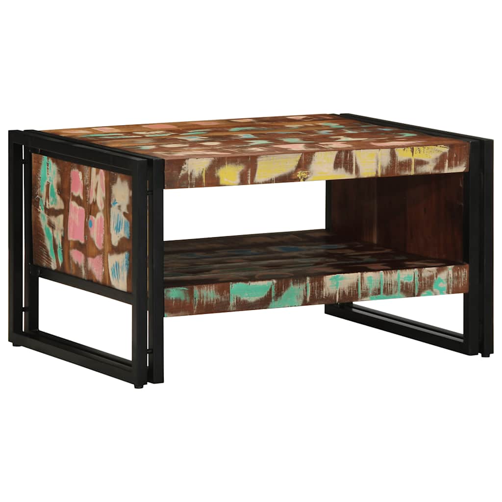 Mesa de centro multicor 70x50x38 cm madeira maciça recuperada