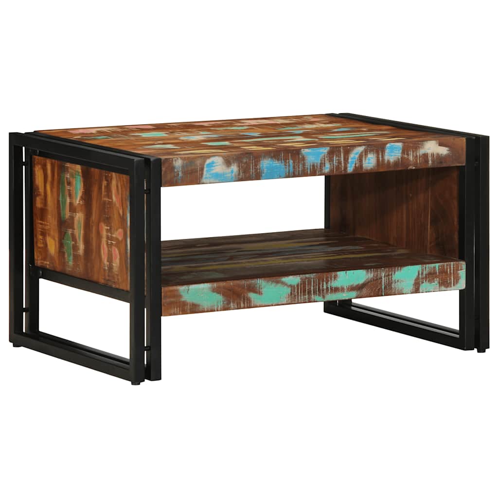 Mesa de centro multicor 70x50x38 cm madeira maciça recuperada