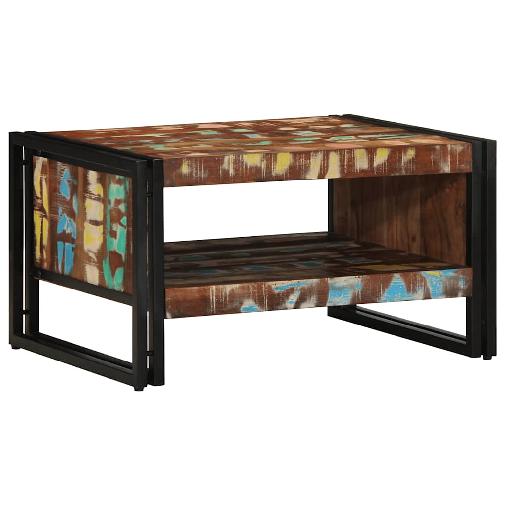 Mesa de centro multicor 70x50x38 cm madeira maciça recuperada
