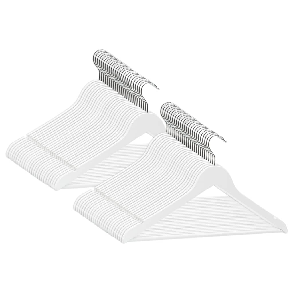 50 Pcs conjunto de cabides antiderrapantes madeira branco