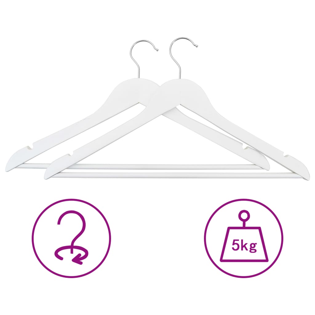 50 Pcs conjunto de cabides antiderrapantes madeira branco