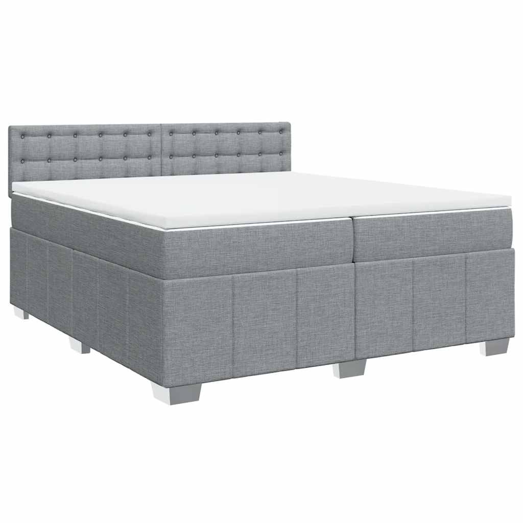 Cama com molas/colchão 200x200 cm tecido cinza-claro