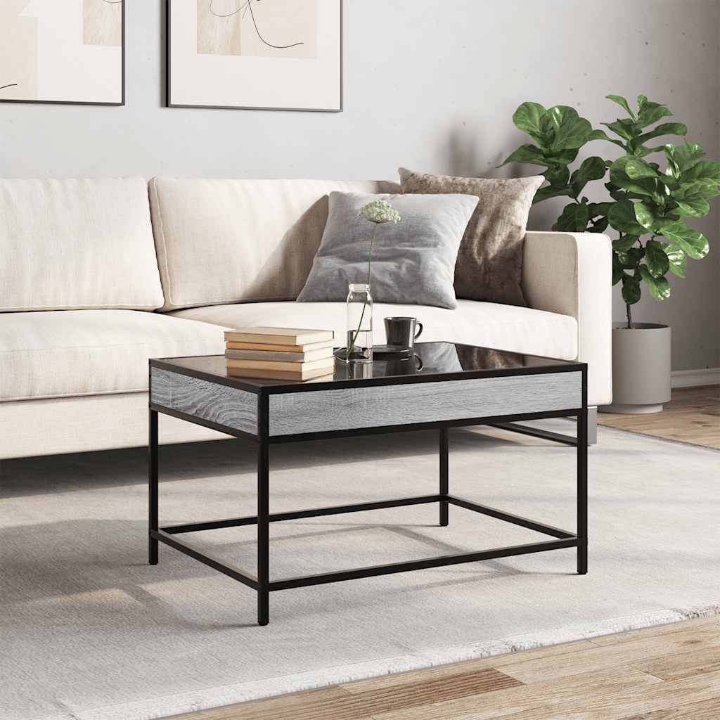 Mesa de centro luzes LED infinity 70x50x41 cm cinzento sonoma