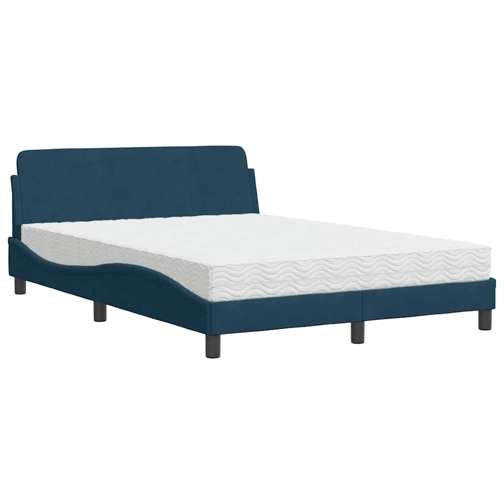 Cama com colchão dover 140x200 cm veludo azul