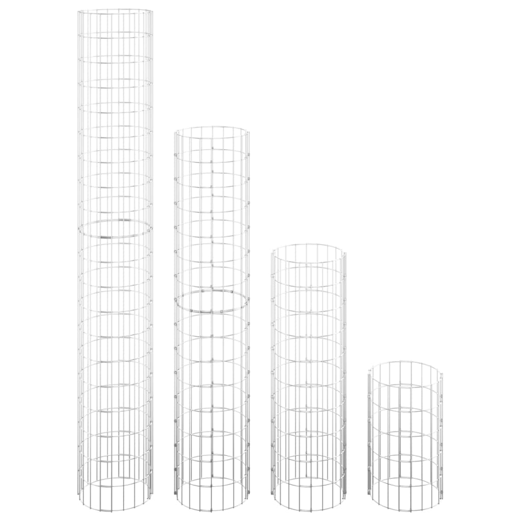 Canteiro elevado/cesto gabião 4 pcs ø30x50/100/150/200 cm