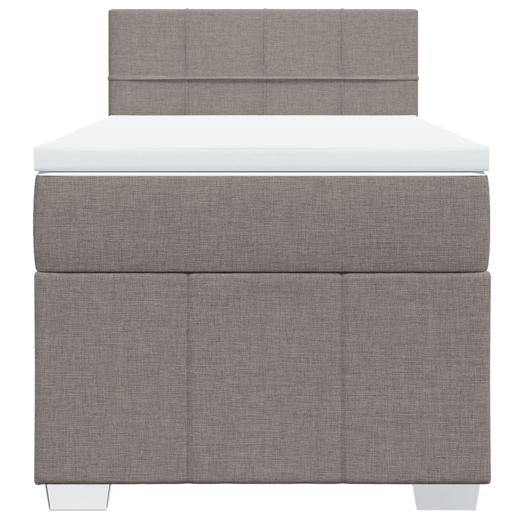 Cama com molas/colchão 100x200 cm tecido cinza-acastanhado