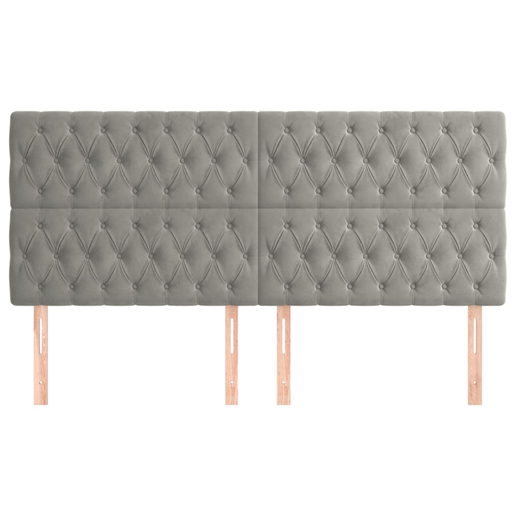 Cabeceira cinza claro 200x7x118/128 cm veludo