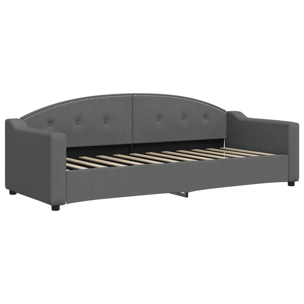 Sofá-cama com colchão 80x200 cm tecido cinzento-escuro