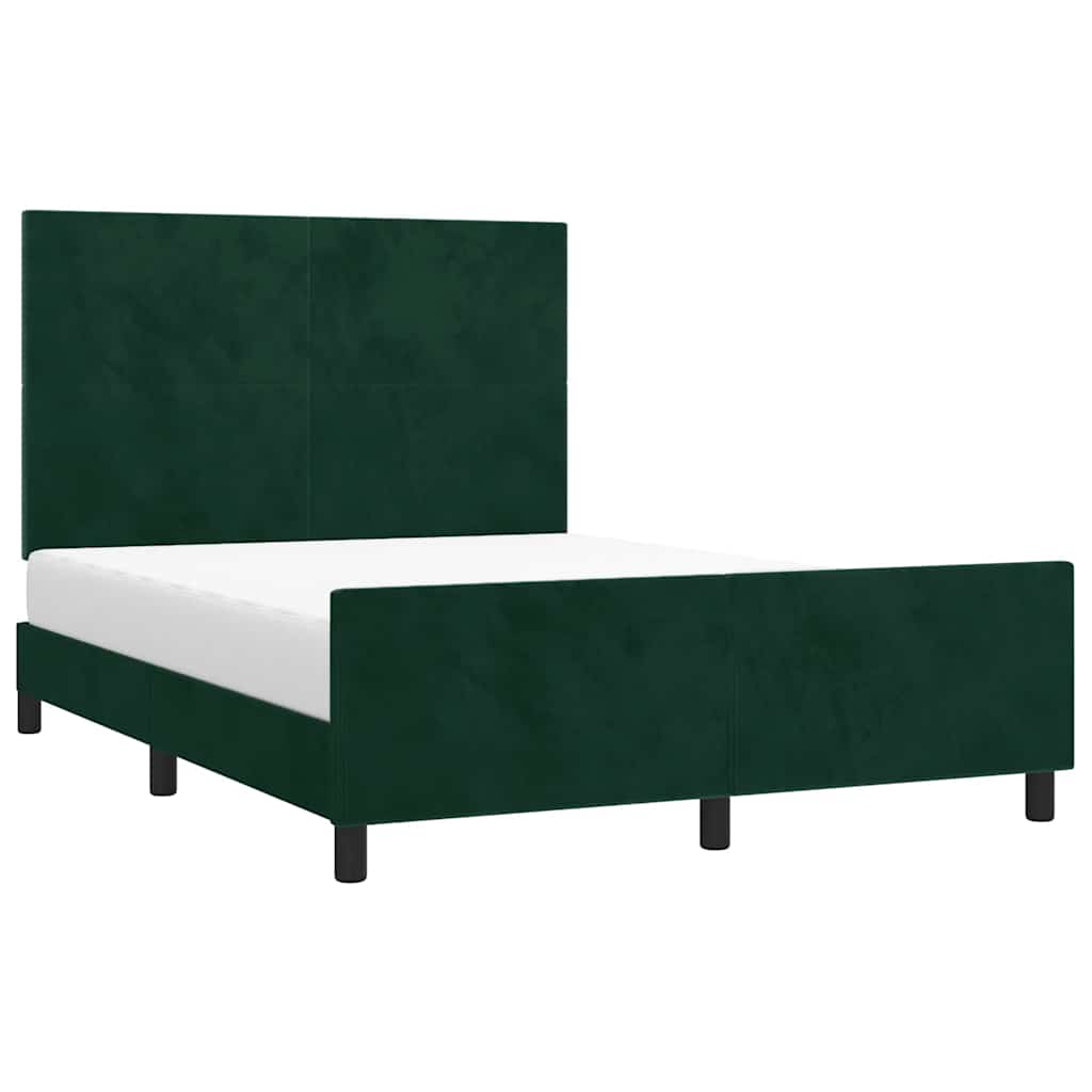 Estrutura de cama sem colchão 140x200 cm veludo verde-escuro