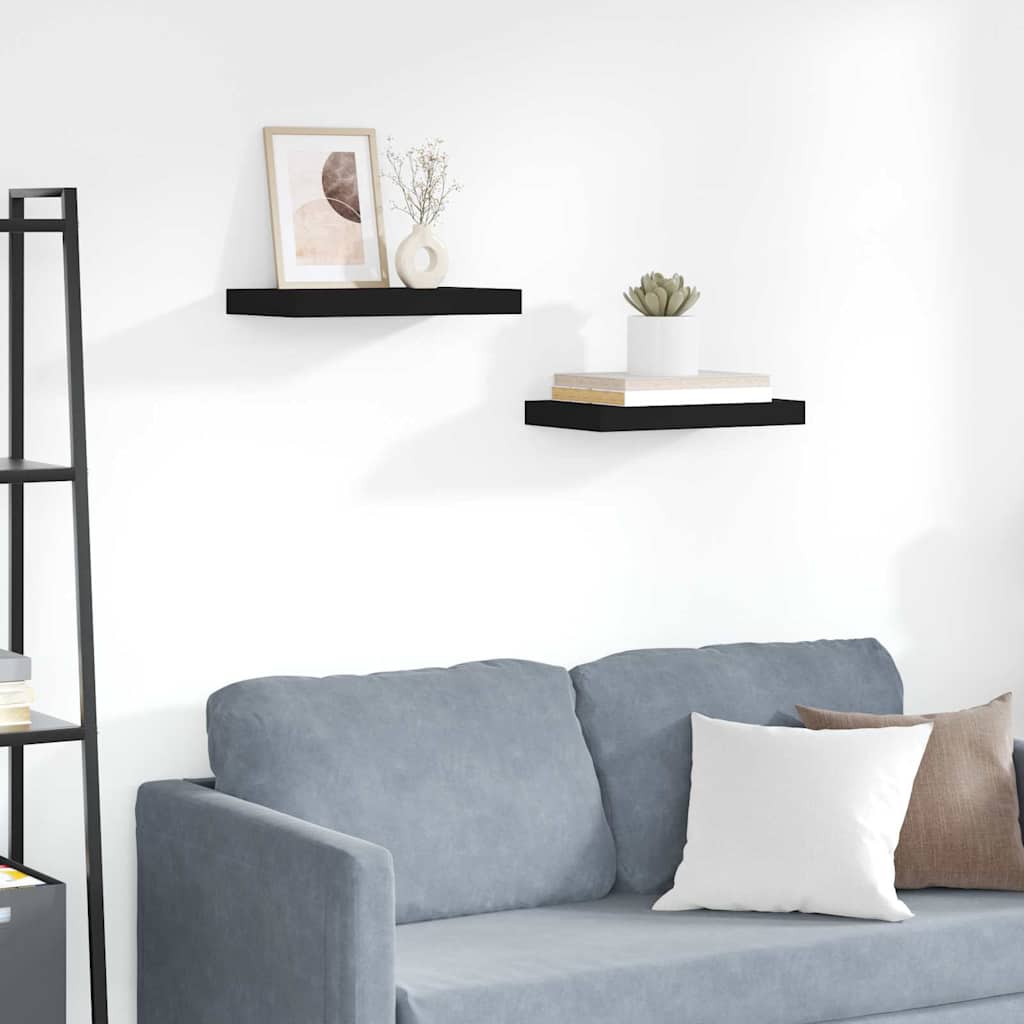 Prateleiras de parede suspensas 2 pcs 40x23,5x3,8cm MDF preto