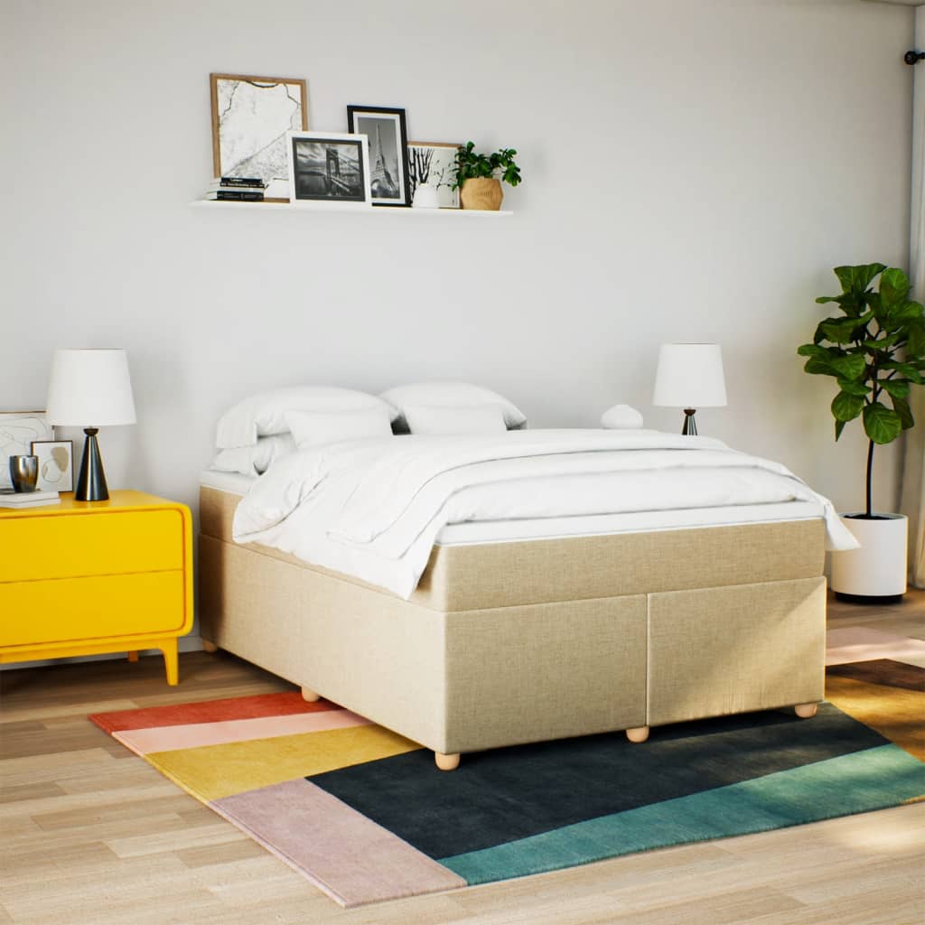 Cama com molas/colchão 160x200 cm tecido cor creme