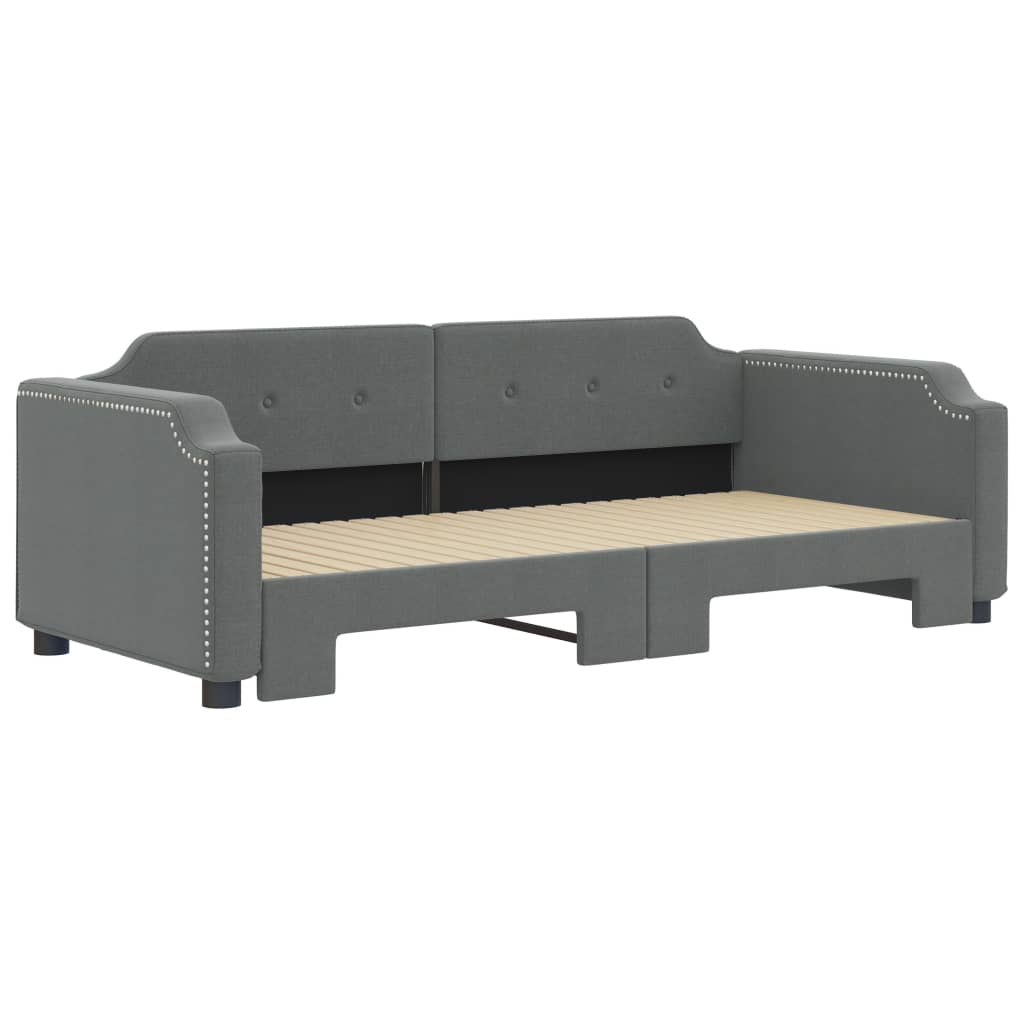 Sofá-cama com gavetão 100x200 cm tecido cinzento-escuro